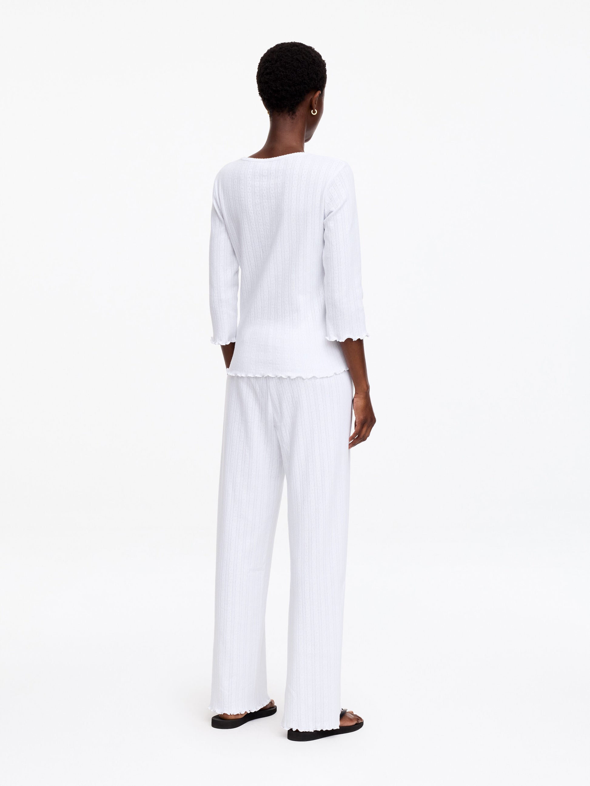Pointelle-Knitted Top - White - Image 3
