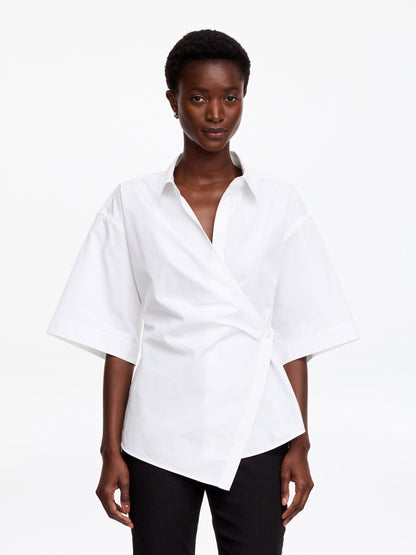 Cotton Wrap Shirt - White