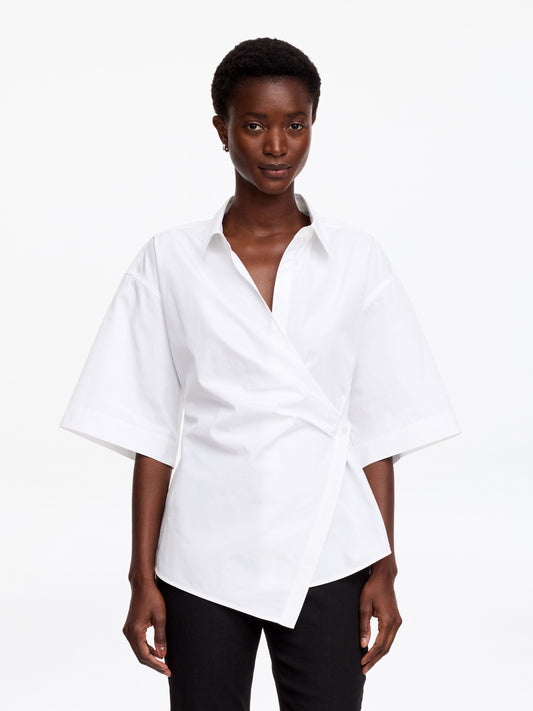 Cotton Wrap Shirt - White