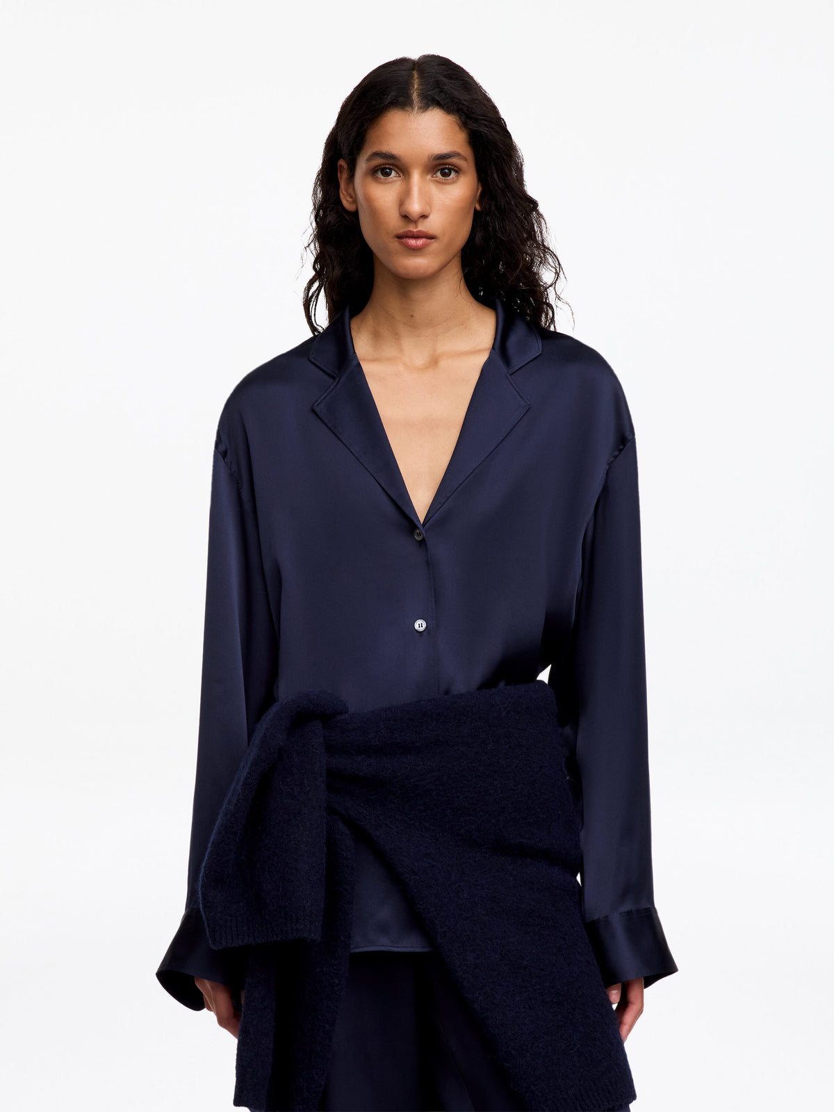 Silk Satin Shirt - Blue