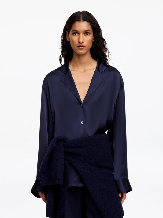 Silk Satin Shirt - Blue
