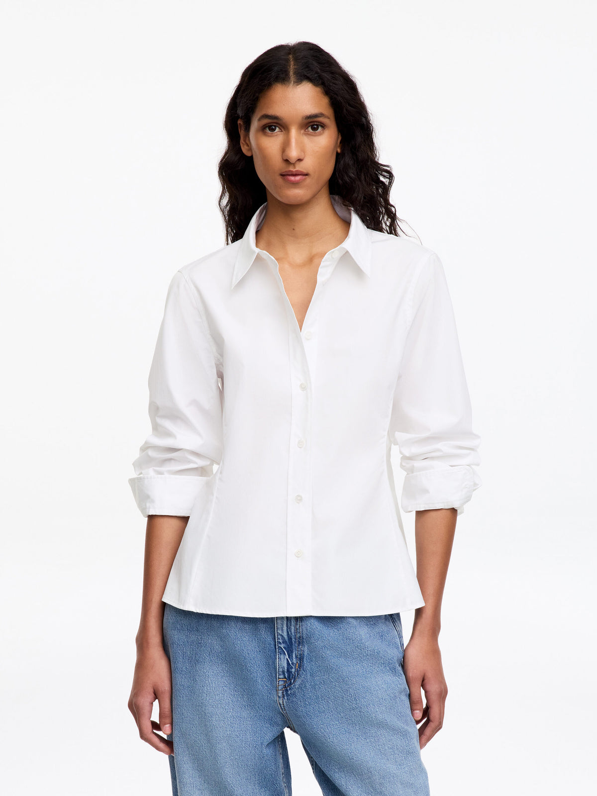 Fitted Cotton Poplin Shirt - White