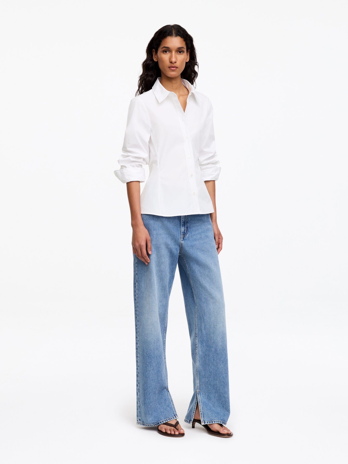 Fitted Cotton Poplin Shirt - White - Image 2