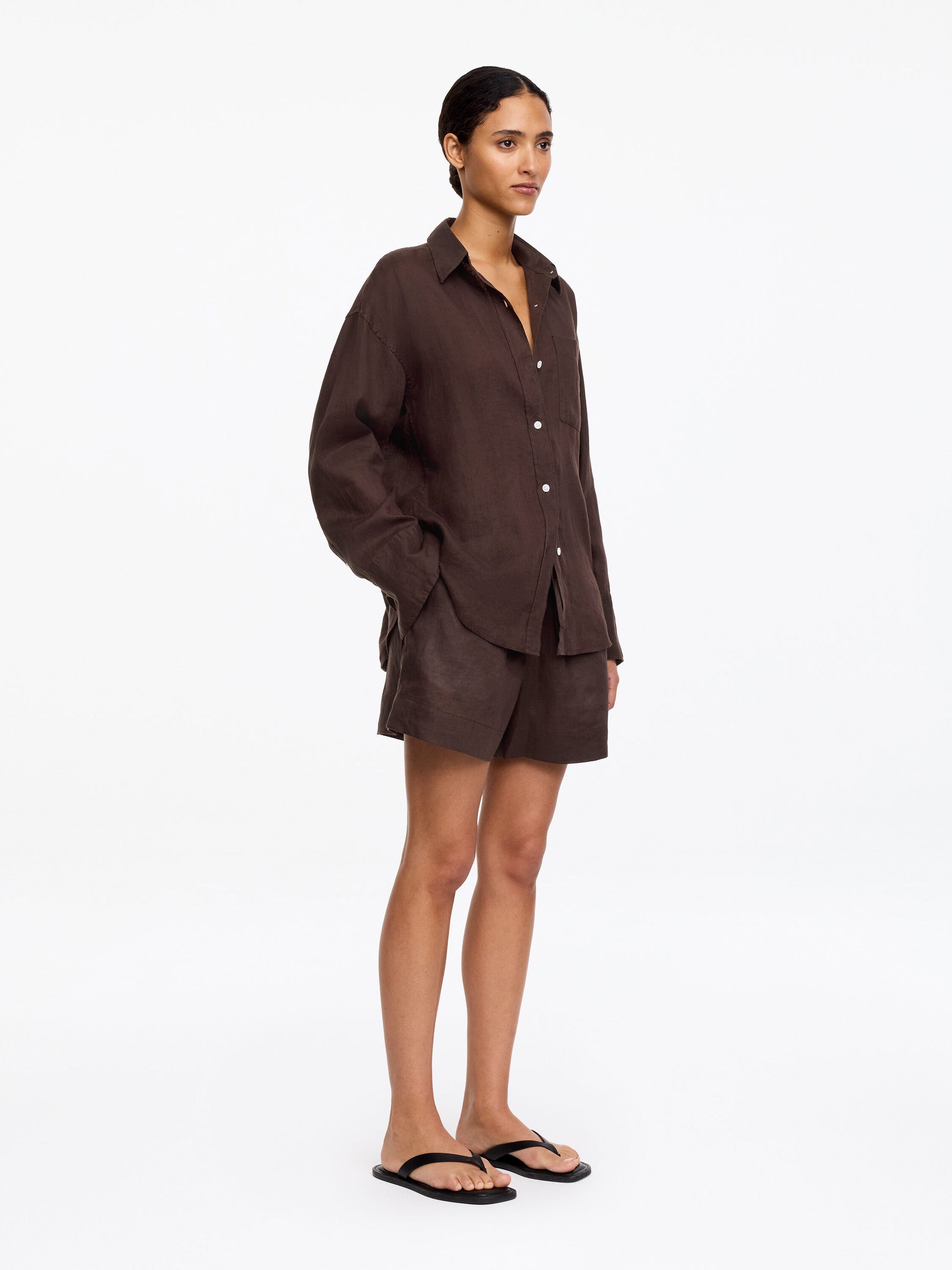 Linen Shirt - Brown - Image 6