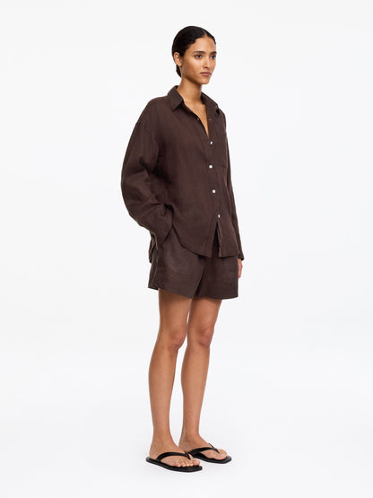 Linen Shirt - Brown - Image 6