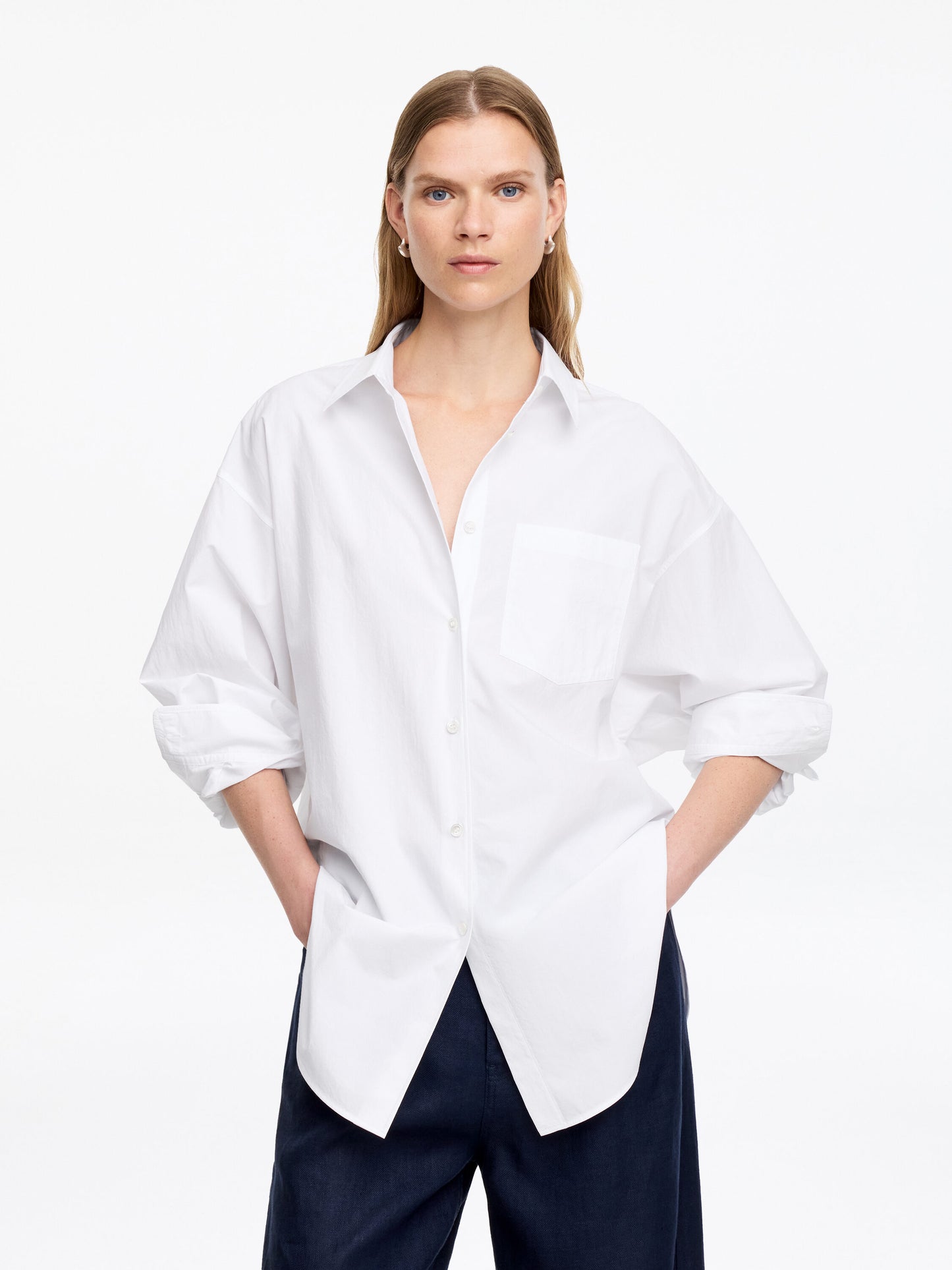 Oversized Batwing Shirt - White