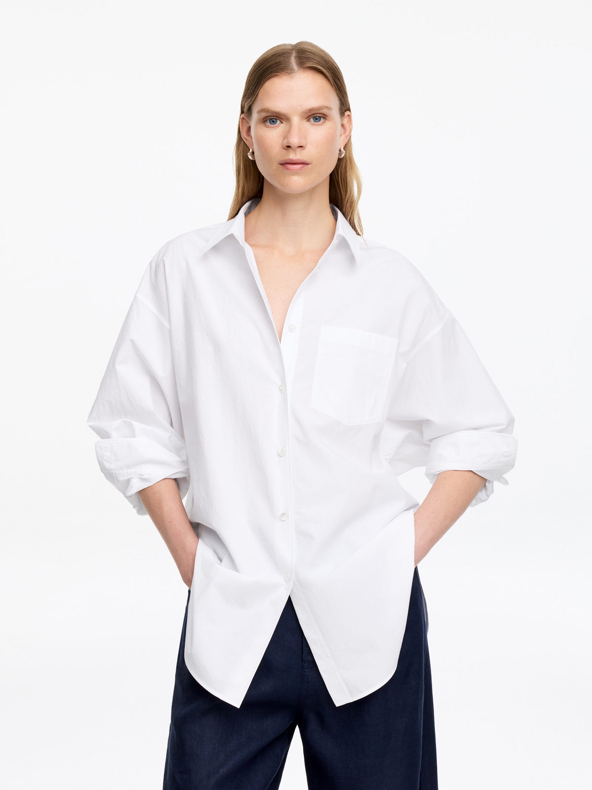 Oversized Batwing Shirt - White