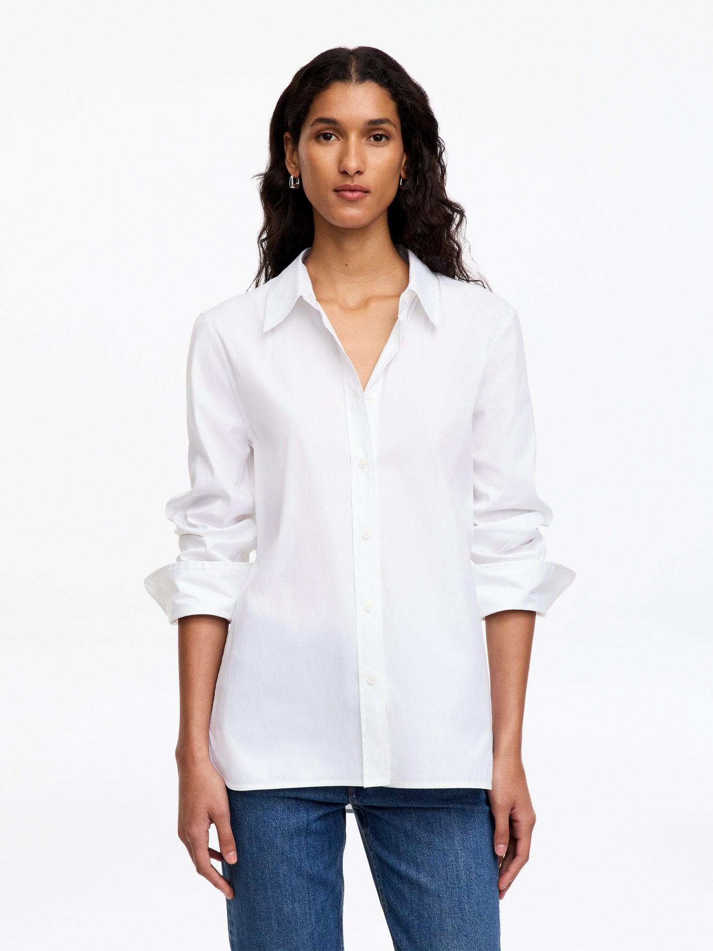 Slim Stretch Cotton Shirt - White