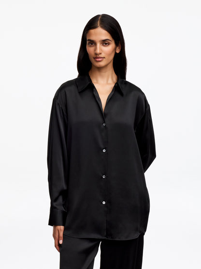 Silk Satin Shirt - Black