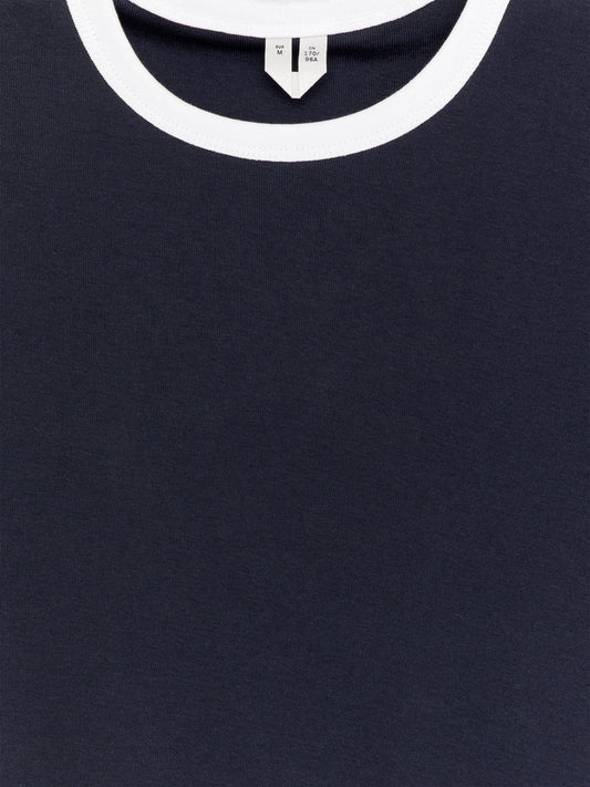 Contrast-Binding T-Shirt - Blue - Image 2