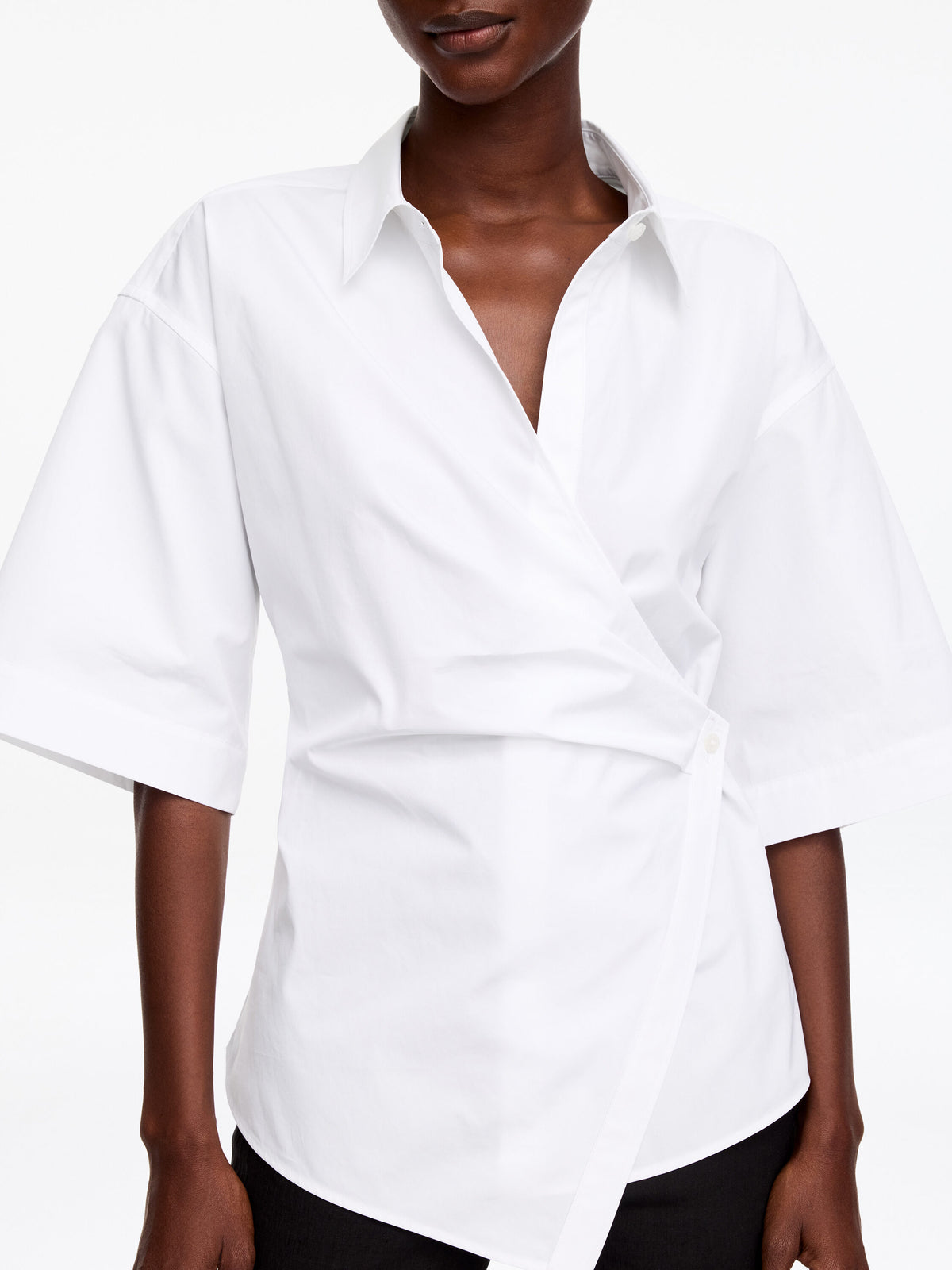 Cotton Wrap Shirt - White - Image 4
