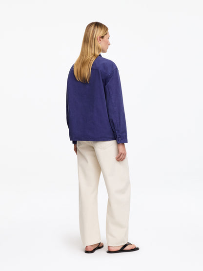 Knot-Button Overshirt - Blue - Image 4