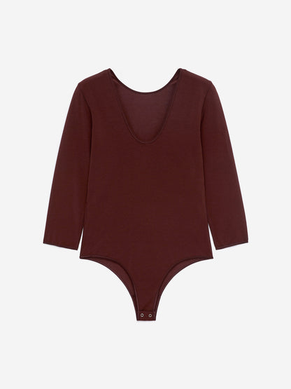 Long-Sleeve Bodysuit - Brown - Image 2