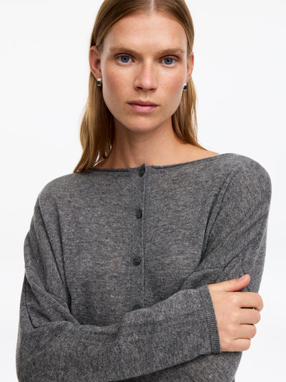 Pure Cashmere Boat-Neck Jumper - Grey - Image 4