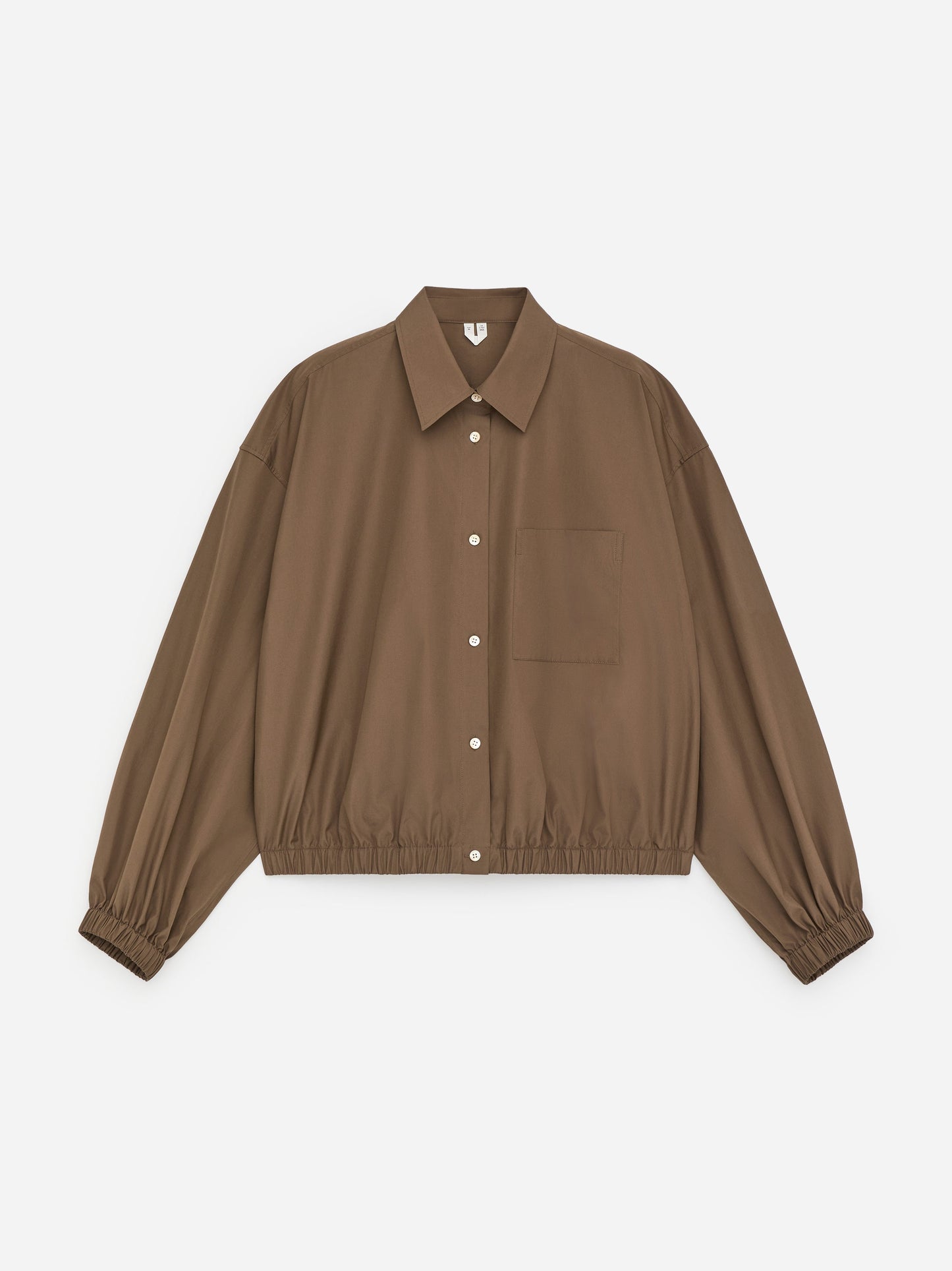 Cropped Cotton Shirt - Brown
