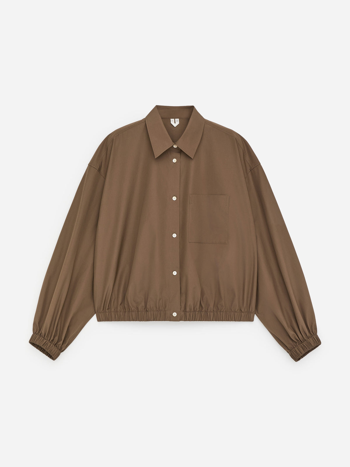 Cropped Cotton Shirt - Brown