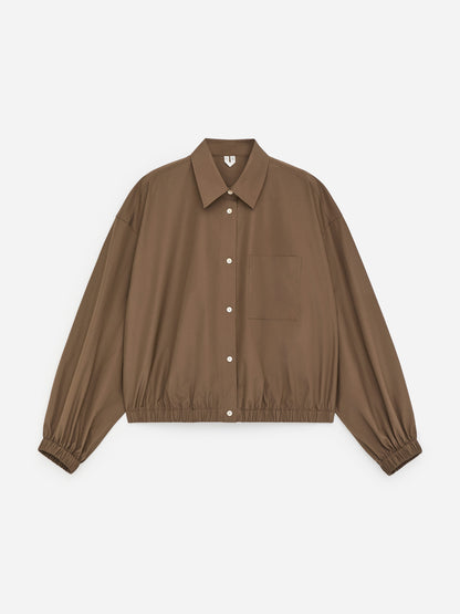 Cropped Cotton Shirt - Brown