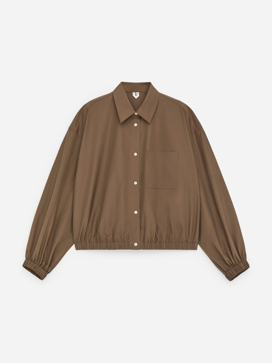 Cropped Cotton Shirt - Brown