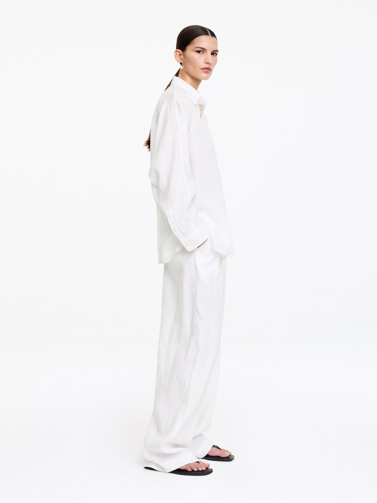 Relaxed Linen Shirt - White - Image 2