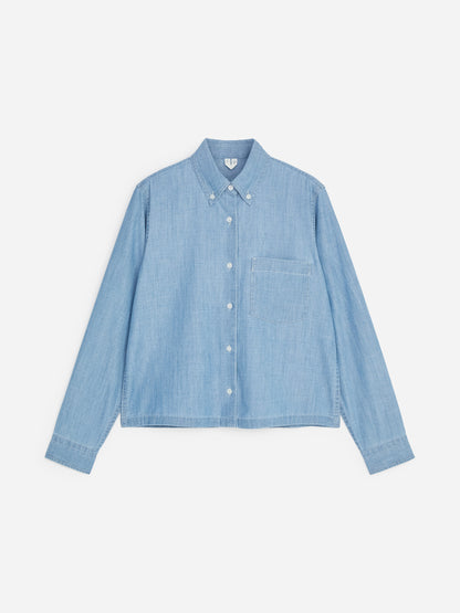 Denim Chambray Shirt - Blue - Image 5