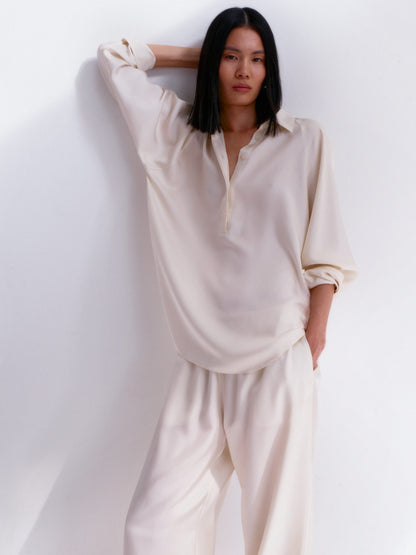 Silk Twill Trousers - White - Image 7