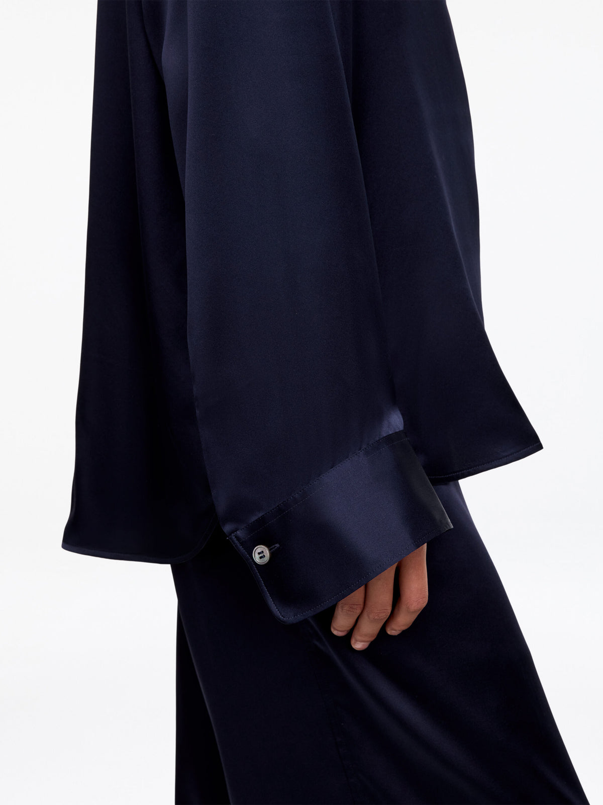 Silk Satin Shirt - Blue - Image 4