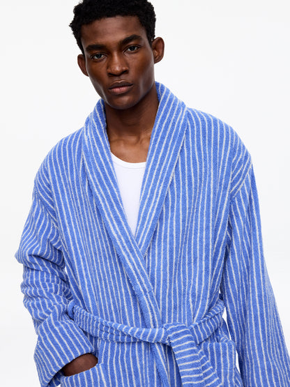 Unisex Cotton Terry Bathrobe - Blue - Image 7