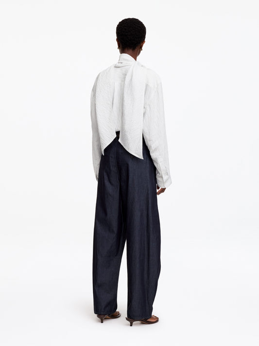 Detachable Scarf Blouse - White - Image 2