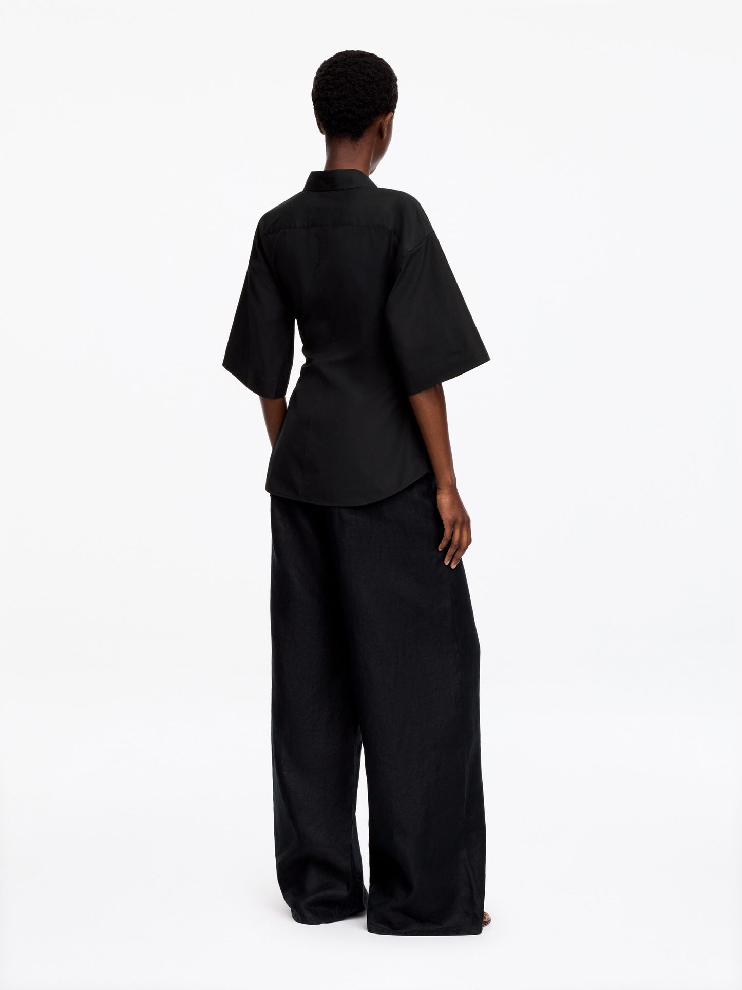 Cotton Wrap Shirt - Black - Image 3