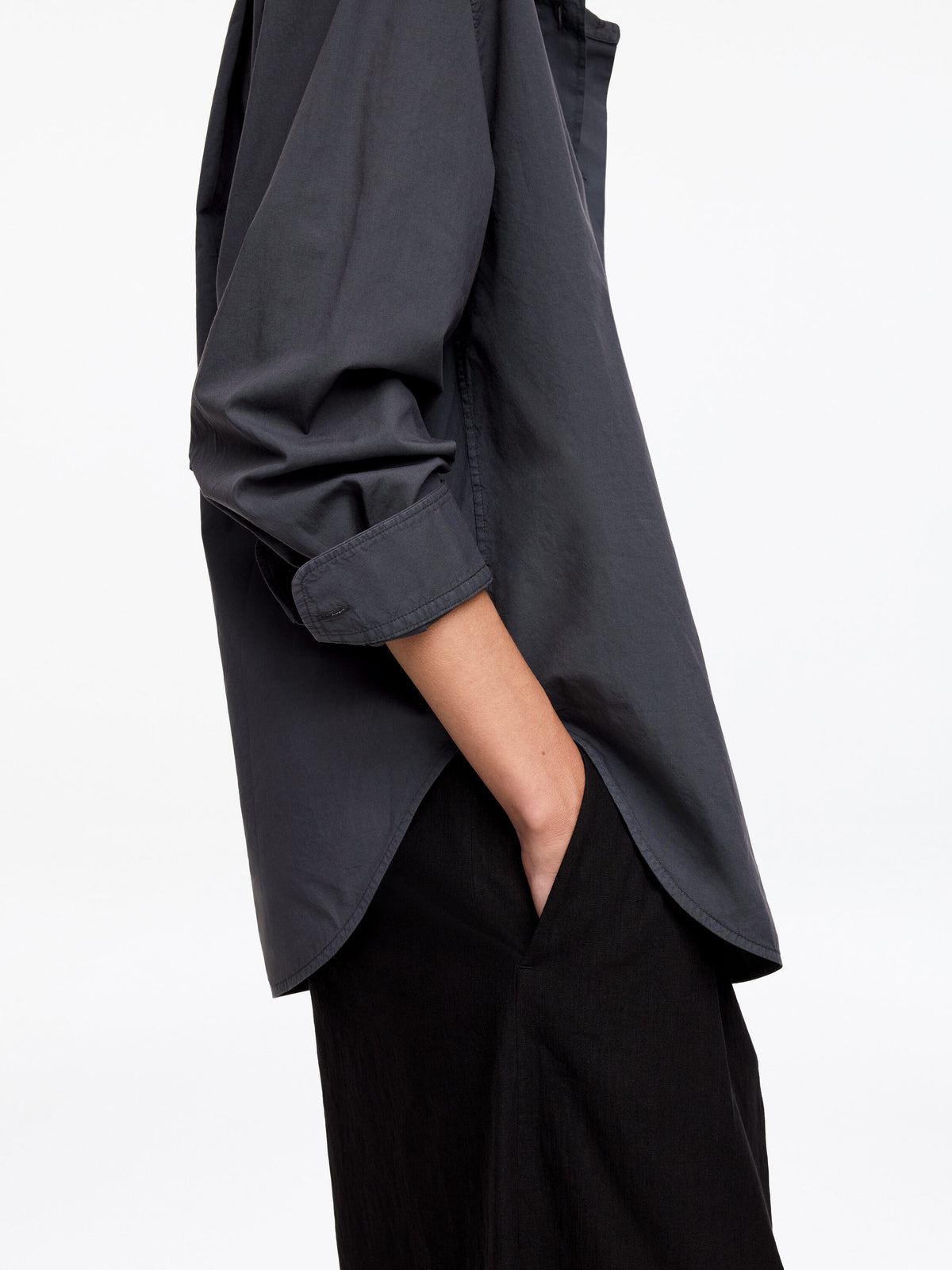 Cotton Poplin Shirt - Black - Image 5