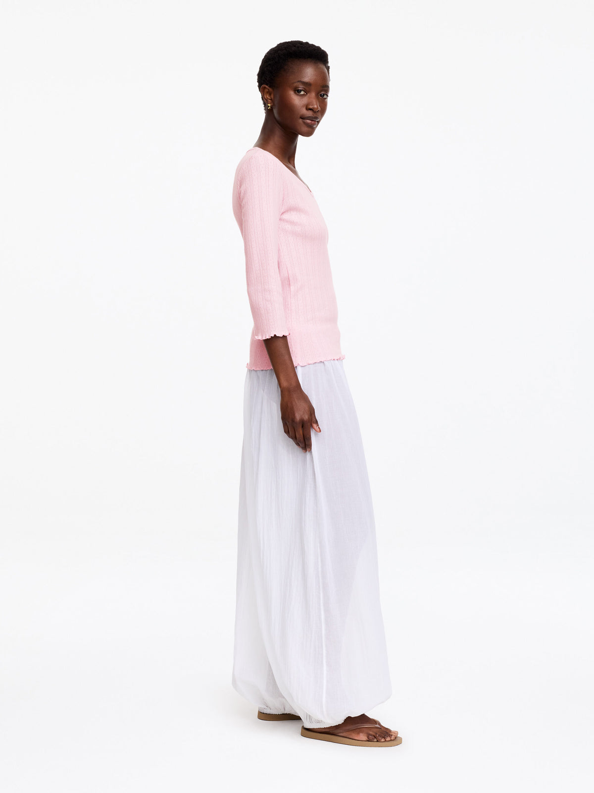 Pointelle-Knitted Top - Pink - Image 3