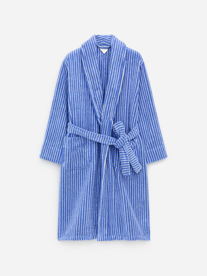 Unisex Cotton Terry Bathrobe - Blue - Image 9