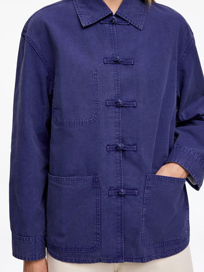 Knot-Button Overshirt - Blue - Image 5