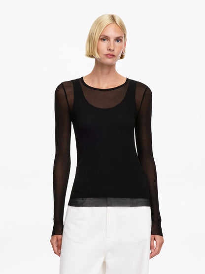 Slim Silk Top - Black