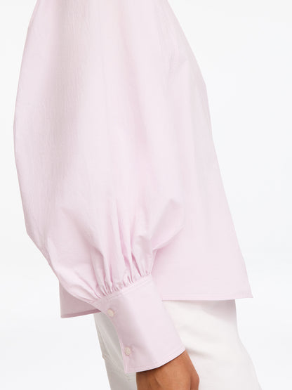Volume-Sleeve Cotton Blouse - Pink - Image 4