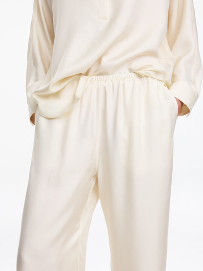 Silk Twill Trousers - White - Image 4