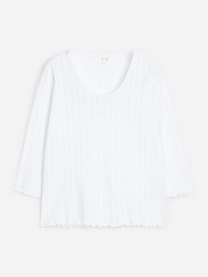 Pointelle-Knitted Top - White - Image 5