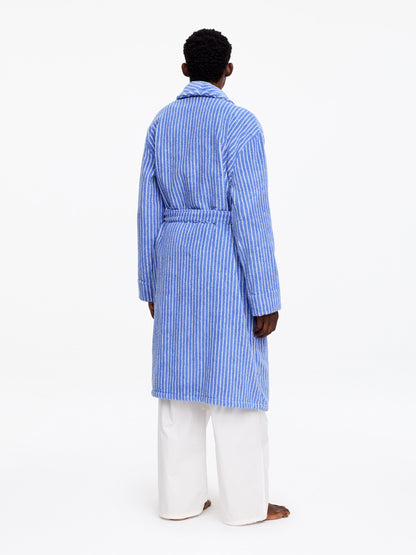 Unisex Cotton Terry Bathrobe - Blue - Image 4