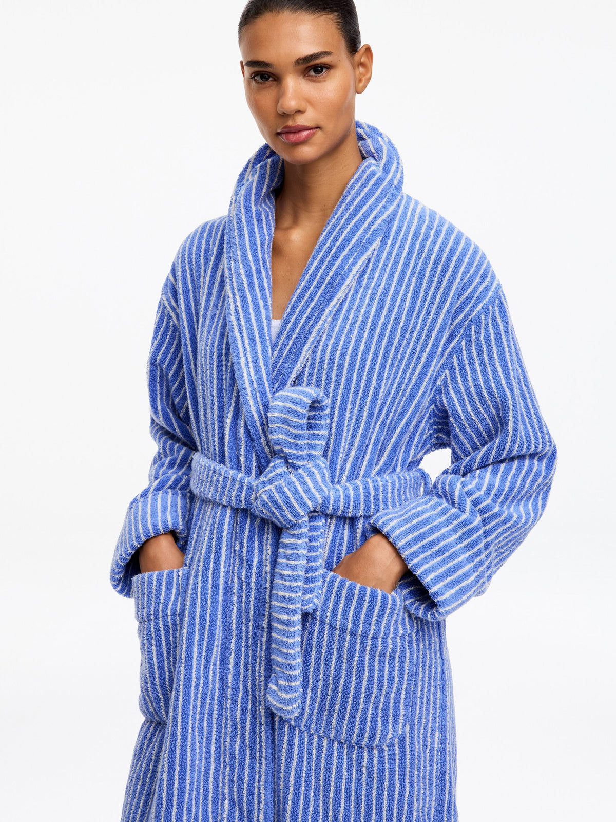 Unisex Cotton Terry Bathrobe - Blue - Image 8