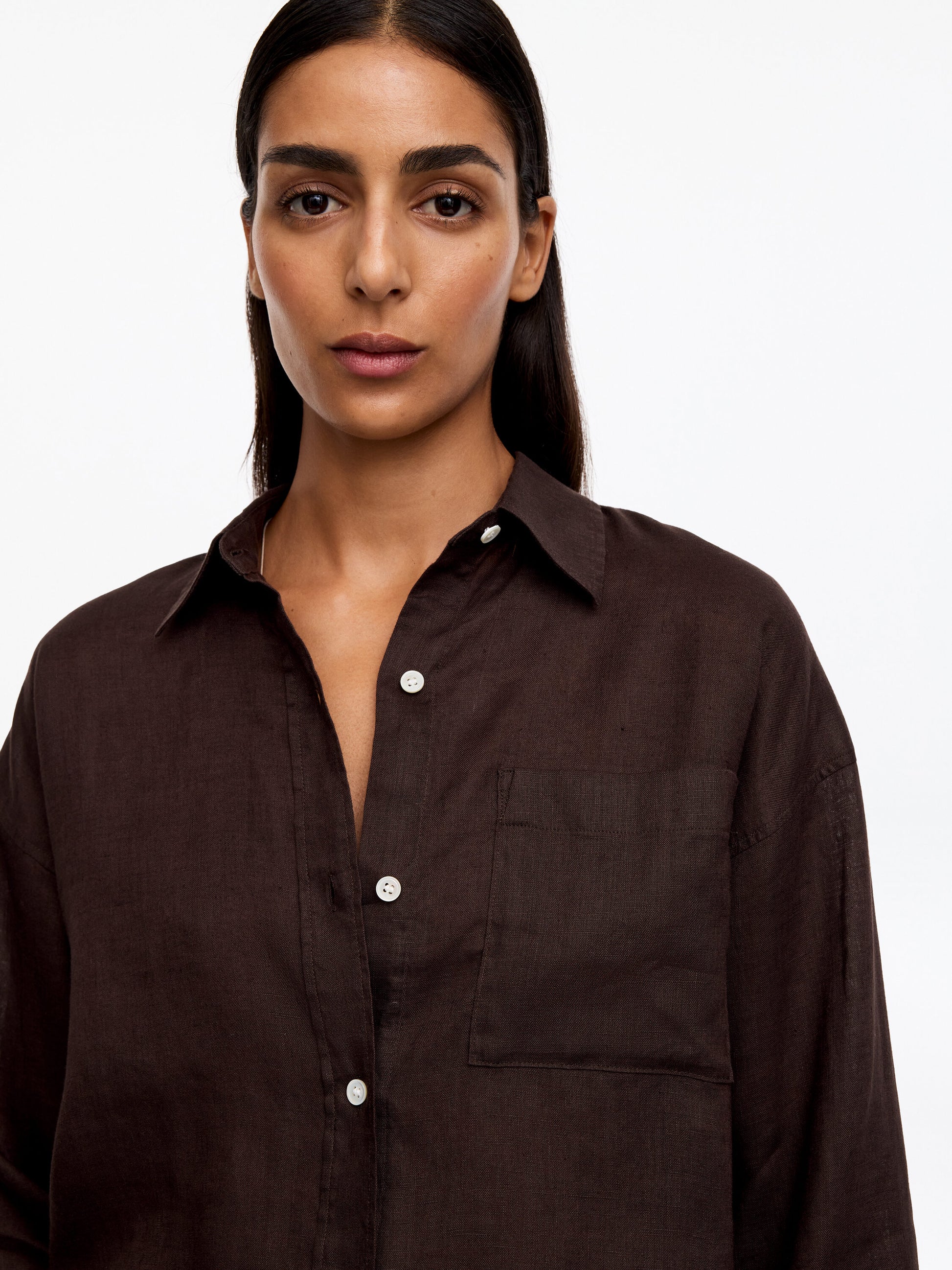 Linen Shirt - Brown - Image 9