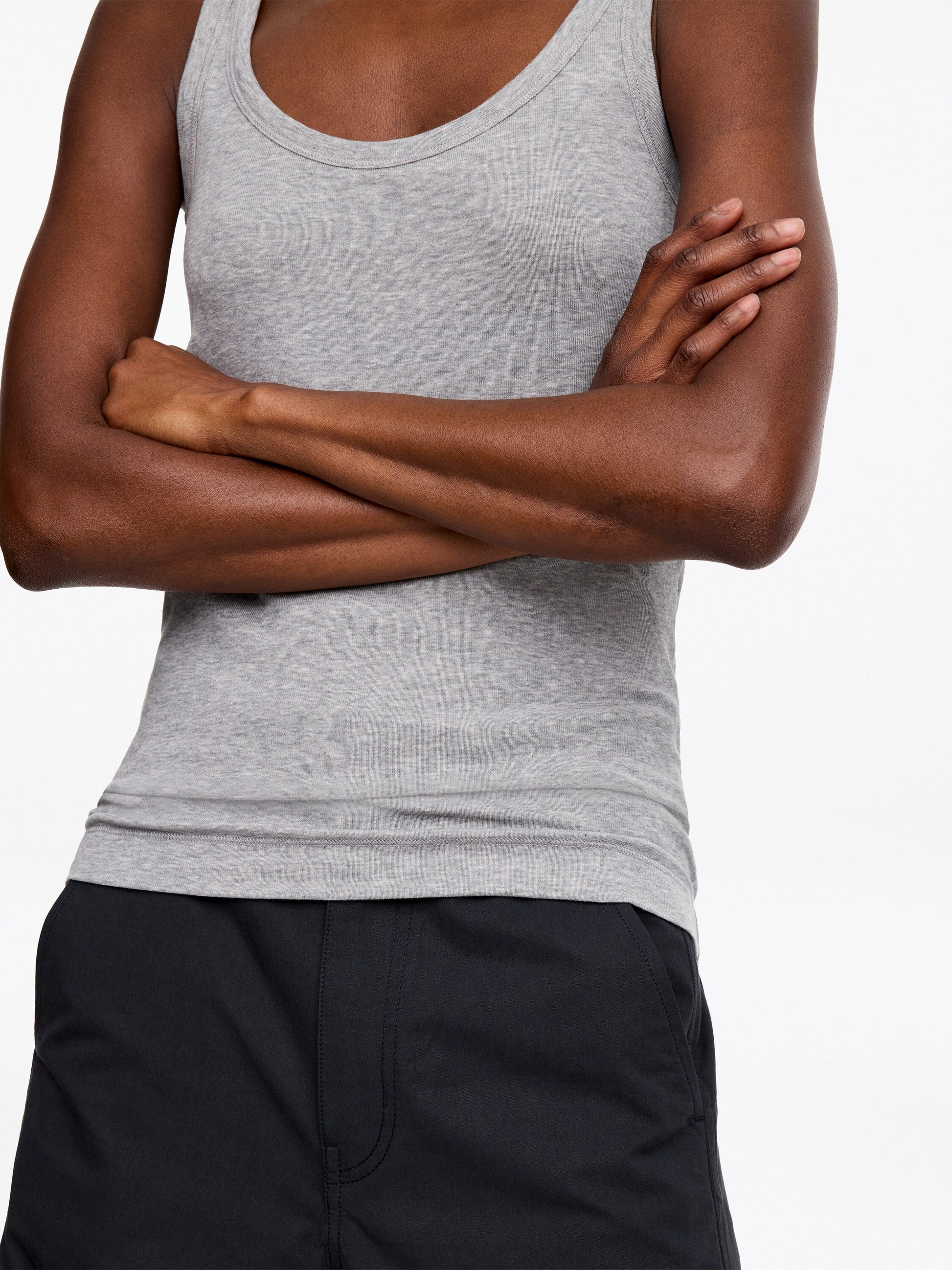 Scoop-Neck Tank Top - Grey - Image 5