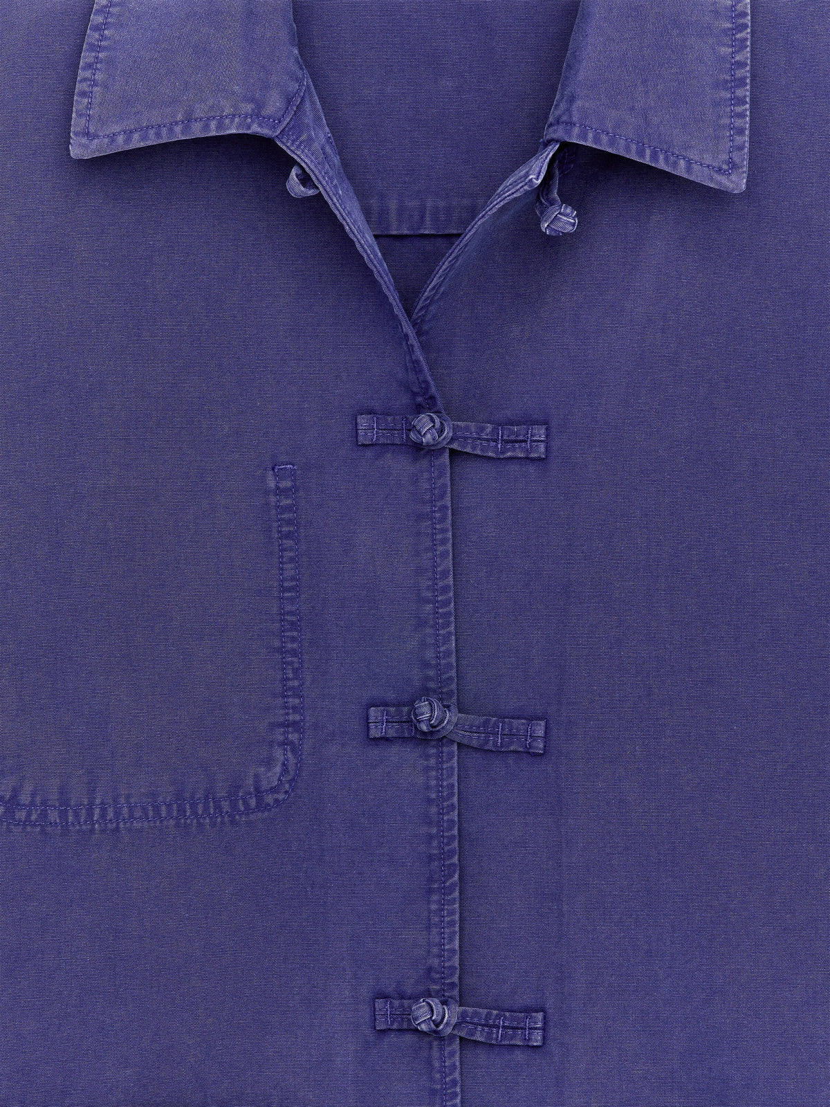 Knot-Button Overshirt - Blue - Image 7