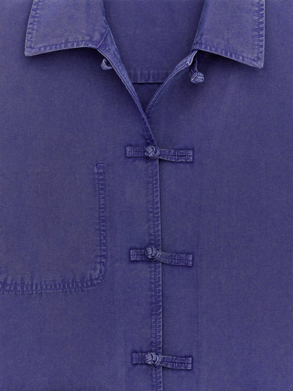 Knot-Button Overshirt - Blue - Image 7