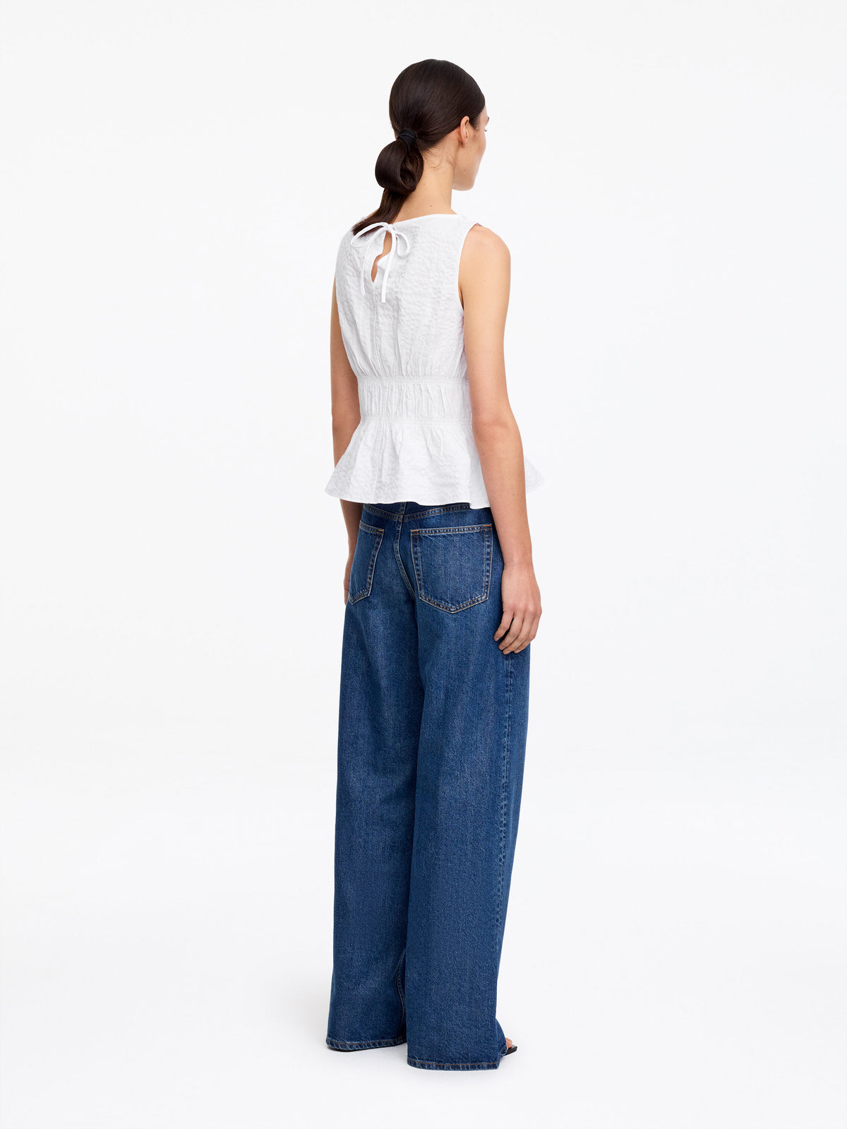 Seersucker Smock Top - White - Image 3