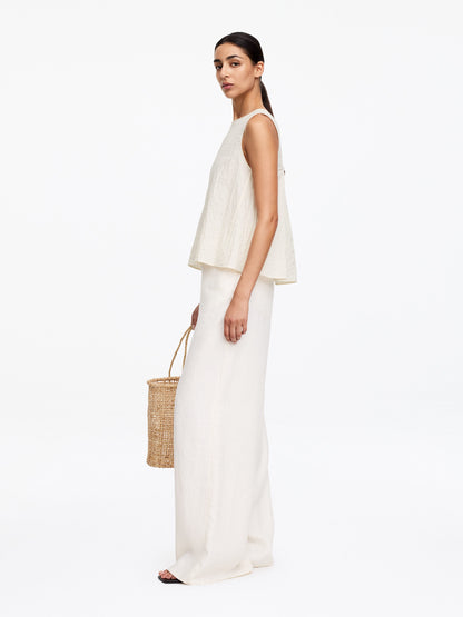 Sleeveless Seersucker Top - White - Image 2