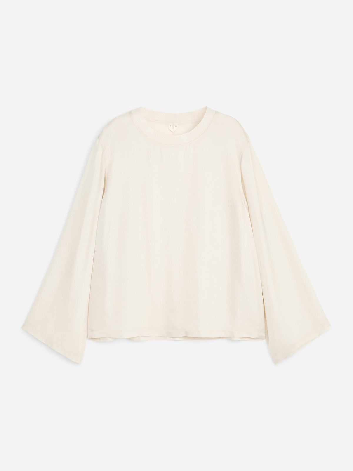 Long-Sleeve Satin Top - White - Image 5