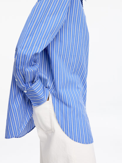 Cotton-Silk Loose Shirt - Blue - Image 4