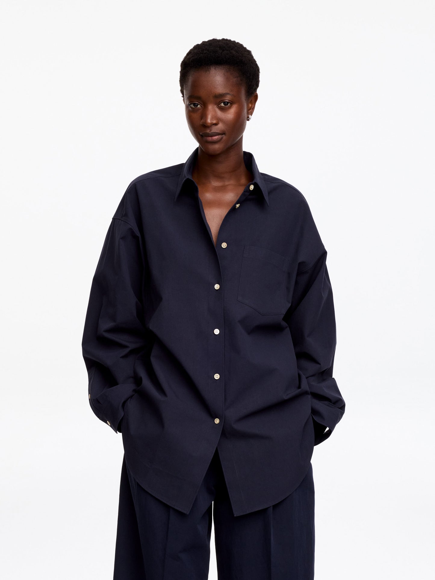 Batwing-Sleeve Shirt - Blue