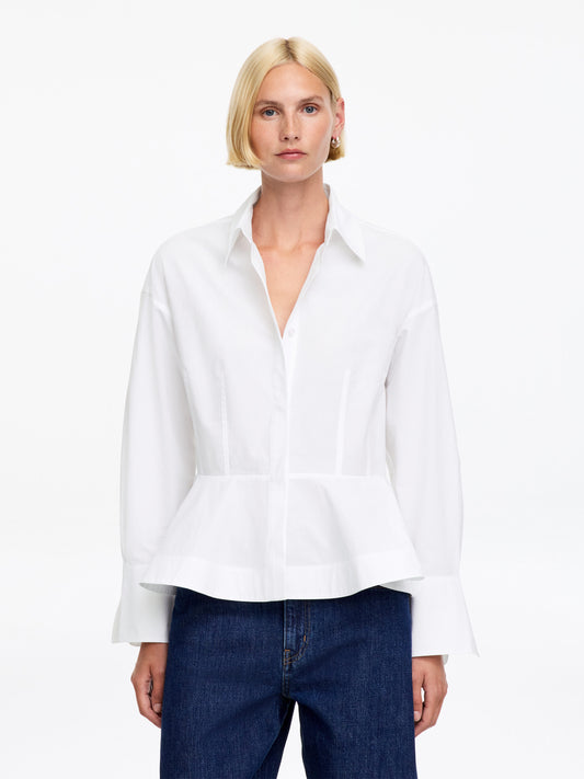 Cotton Peplum Shirt - White