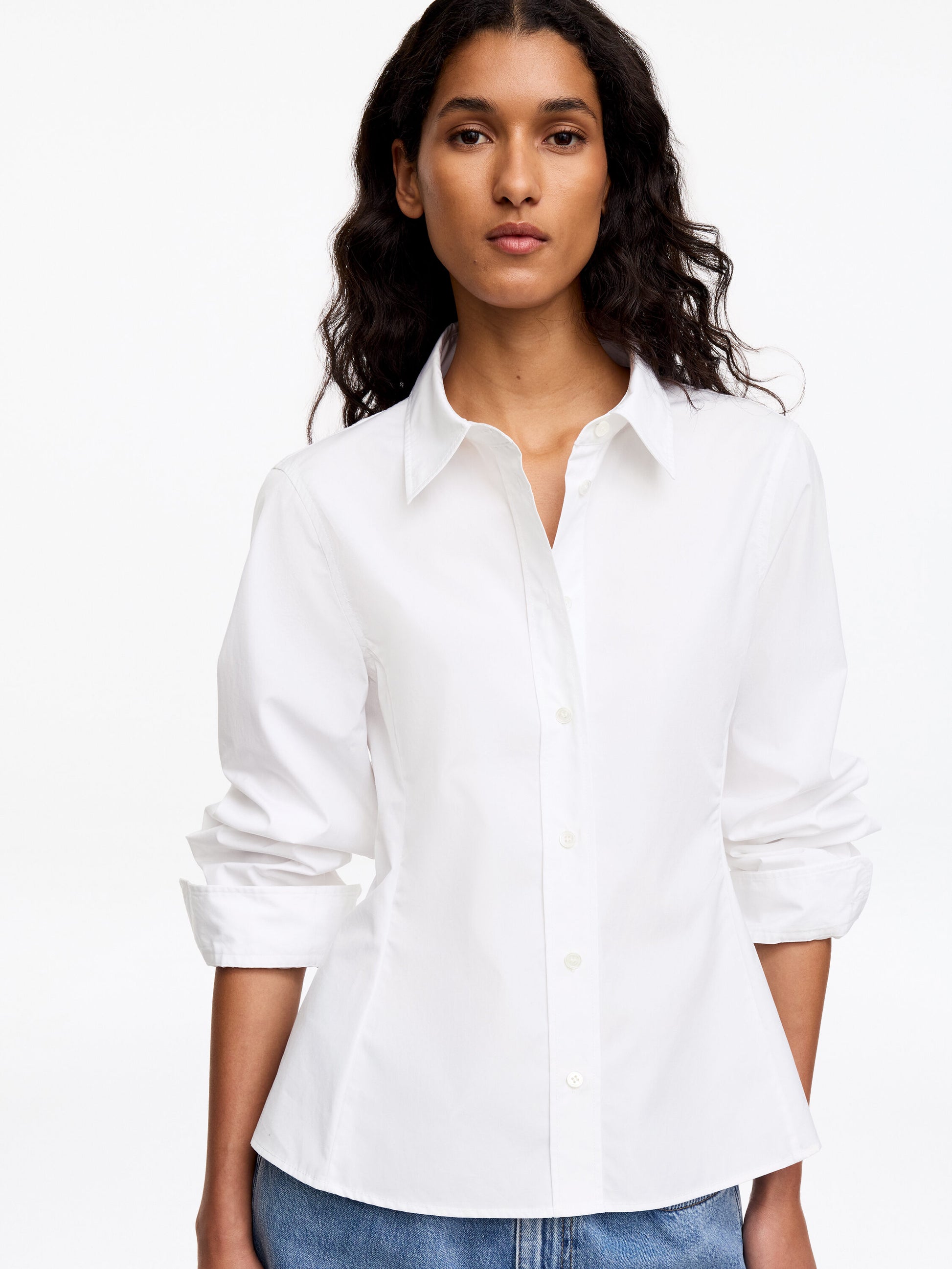 Fitted Cotton Poplin Shirt - White - Image 4